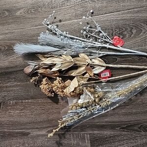 5x gold & silver Ashland faux floral Stems